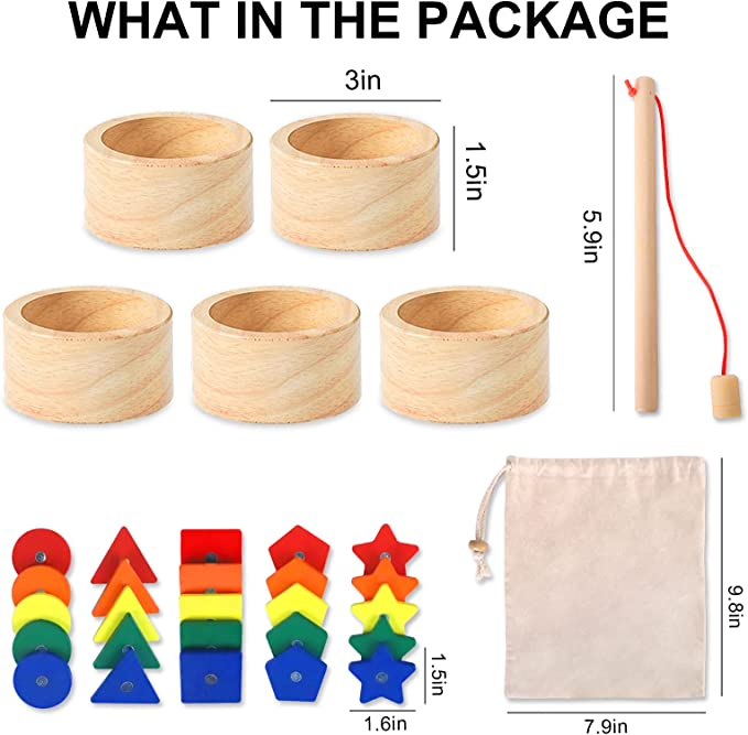 Montessori Magnetic Fishing Game - Sorting & Shape Sorter Toys for Toddlers