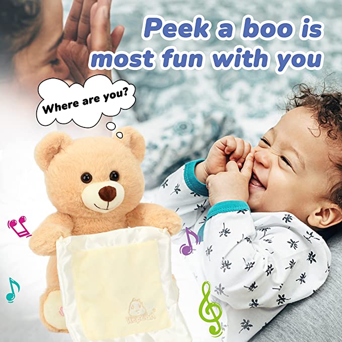 Hopearl Peek A Boo Bear with Security Blanket Plush Teddy Bear