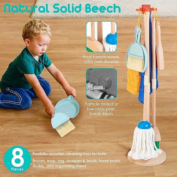 HELLOWOOD Toddler Housekeeping Cleaning Set, 8pcs