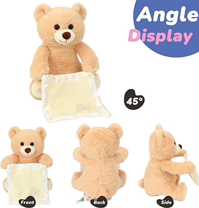 Hopearl Peek A Boo Bear with Security Blanket Plush Teddy Bear