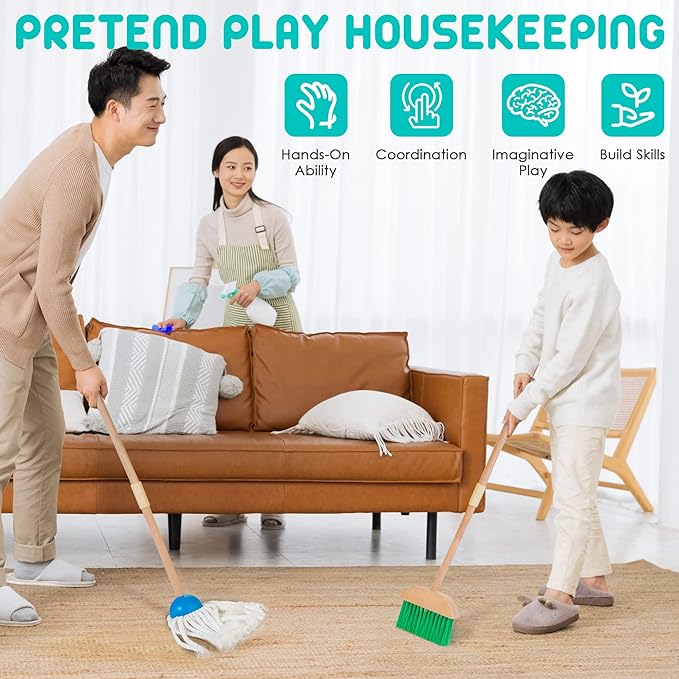 HELLOWOOD Toddler Housekeeping Cleaning Set, 8pcs