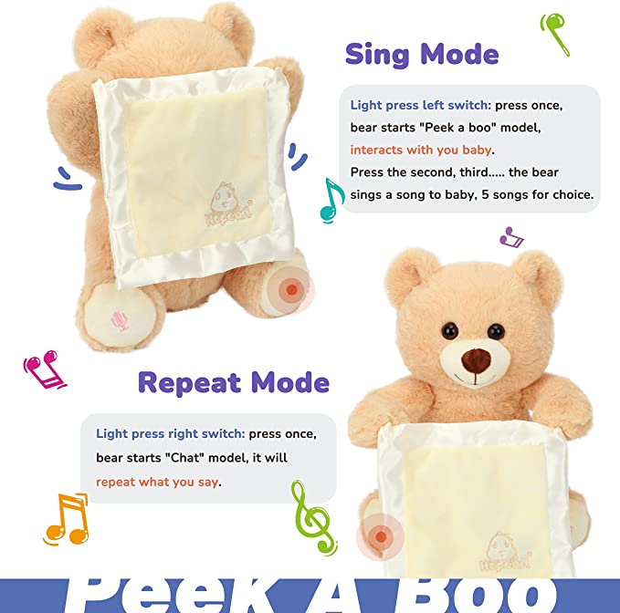 Hopearl Peek A Boo Bear with Security Blanket Plush Teddy Bear