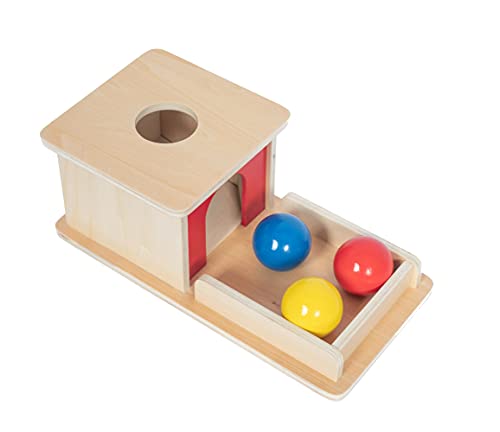 Adena Montessori Full Size Object Permanence Box with Tray Three Balls Montessori Toys