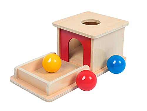 Adena Montessori Full Size Object Permanence Box with Tray Three Balls Montessori Toys