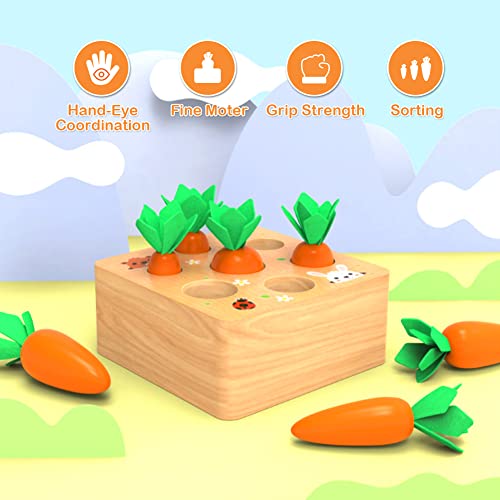 Montessori Carrots Harvest Game - Developmental Shape Sorting & Matching Puzzle for Babies and Toddlers