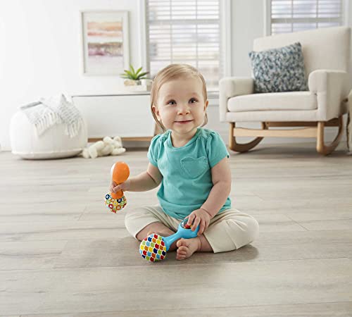 Fisher-Price Maracas, Set Of 2 Newborn Toys, Blue And Orange, Rattle 'N Rock Maracas, Baby Toys For Ages 3+ Months