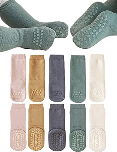 Baby Non Slip Grip Socks Toddler Knee High Anti Skid Crew Slipper Crawling Socks for Girls Boys Newborn