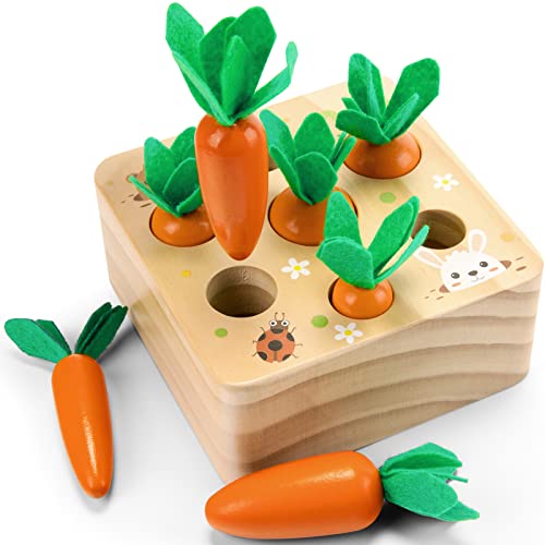 Montessori Carrots Harvest Game - Developmental Shape Sorting & Matching Puzzle for Babies and Toddlers