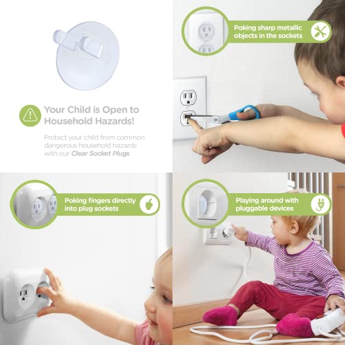 Clear Outlet Covers (36-Pack) Dielectric Plastic Plugs for Electrical Power Outlets - Best Baby Proofing Wall Socket Protector