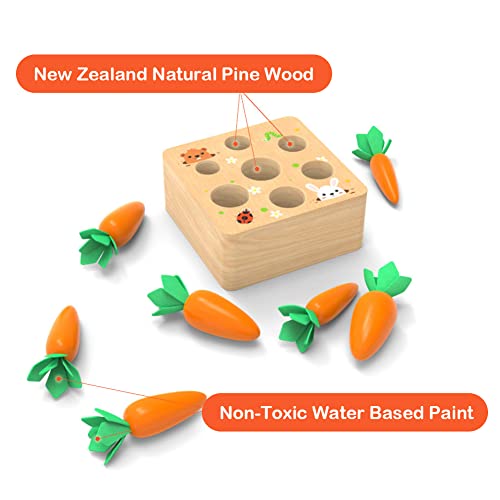 Montessori Carrots Harvest Game - Developmental Shape Sorting & Matching Puzzle for Babies and Toddlers