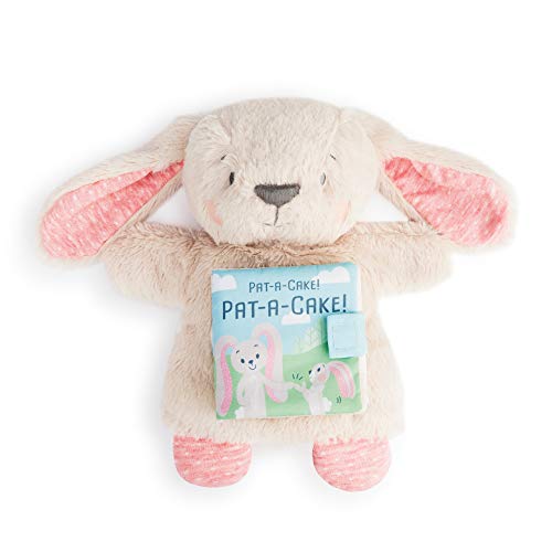 Demdaco Pat A Cake Creamy Floppy Eared Bunny Puppet 9.5 x 3.5 Plush Children's Soft Book Toy