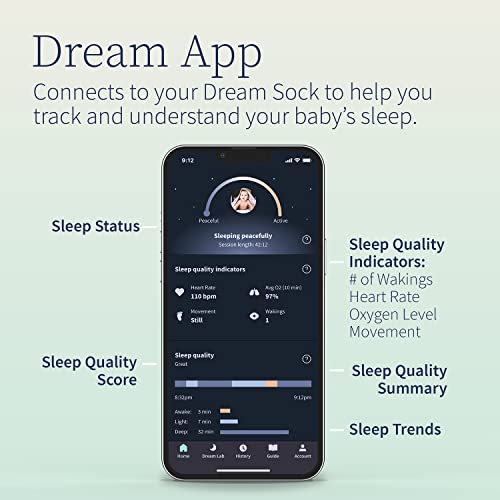 Owlet Dream Sock - Smart Baby Monitor View Heart Rate and Average Oxygen O2 as Sleep Quality Indicators