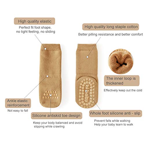 Baby Non Slip Grip Socks Toddler Knee High Anti Skid Crew Slipper Crawling Socks for Girls Boys Newborn