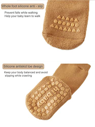 Baby Non Slip Grip Socks Toddler Knee High Anti Skid Crew Slipper Crawling Socks for Girls Boys Newborn