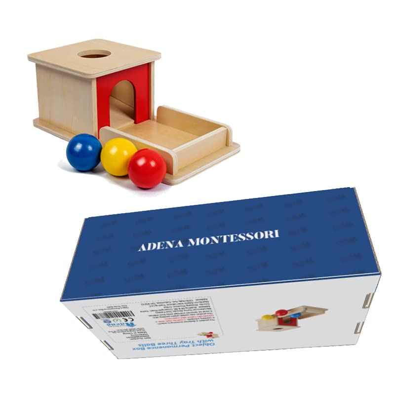 Adena Montessori Full Size Object Permanence Box with Tray Three Balls Montessori Toys