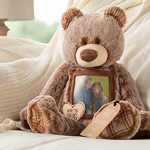 DEMDACO Here to Hug Photo Natural Brown 12 inch Plush Polyester Stuffed Animal Bear | Soft and Cuddly Toy for Children