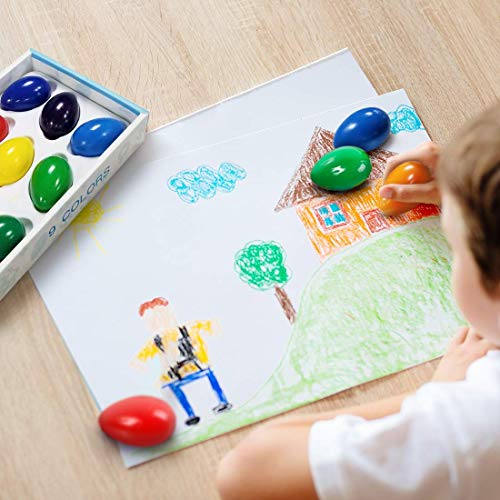 Egg-Shaped Washable Crayons for Toddlers, 9 Colors