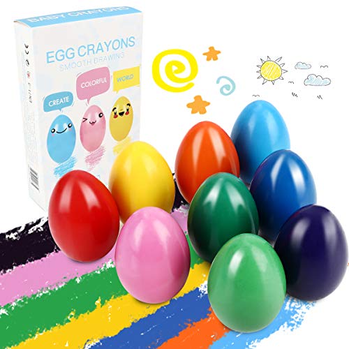 Egg-Shaped Washable Crayons for Toddlers, 9 Colors