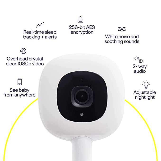 Nanit Pro Smart Baby Monitor & Wall Mount - Sleep Coach, Breathing Tracker, HD Video Camera, 2-Way Audio & Alerts