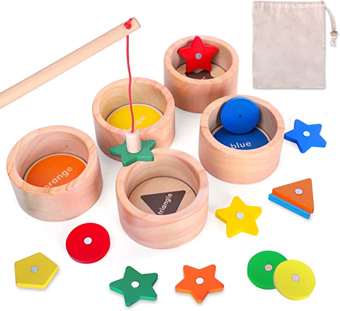 Montessori Magnetic Fishing Game - Sorting & Shape Sorter Toys for Toddlers