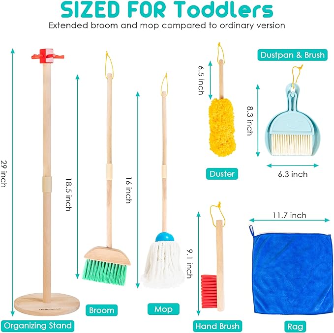 HELLOWOOD Toddler Housekeeping Cleaning Set, 8pcs