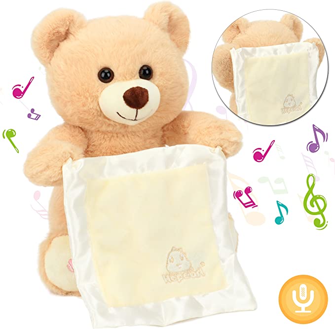 Hopearl Peek A Boo Bear with Security Blanket Plush Teddy Bear