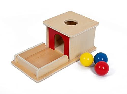 Adena Montessori Full Size Object Permanence Box with Tray Three Balls Montessori Toys