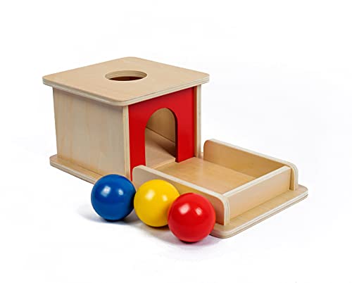 Adena Montessori Full Size Object Permanence Box with Tray Three Balls Montessori Toys