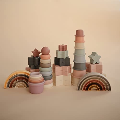 mushie Stacking Cups Toy 8pcs | Made in Denmark (Petal)