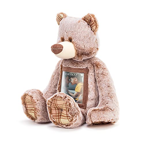 DEMDACO Here to Hug Photo Natural Brown 12 inch Plush Polyester Stuffed Animal Bear | Soft and Cuddly Toy for Children