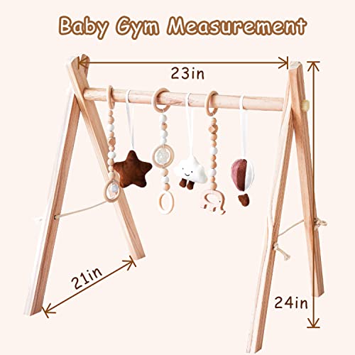 Buy Avrsol Foldable Wooden Baby Gym with 5 Toys - Natural Playset