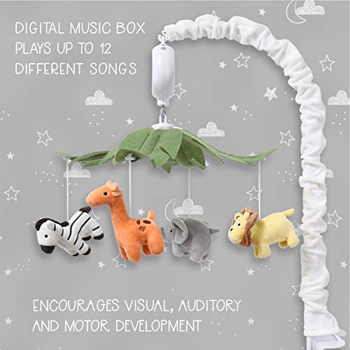 Safari Animals Crib Mobile | Digital Music Box With 12 Lullabies