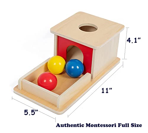 Adena Montessori Full Size Object Permanence Box with Tray Three Balls Montessori Toys