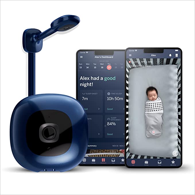 Nanit Pro Smart Baby Monitor & Wall Mount - Sleep Coach, Breathing Tracker, HD Video Camera, 2-Way Audio & Alerts