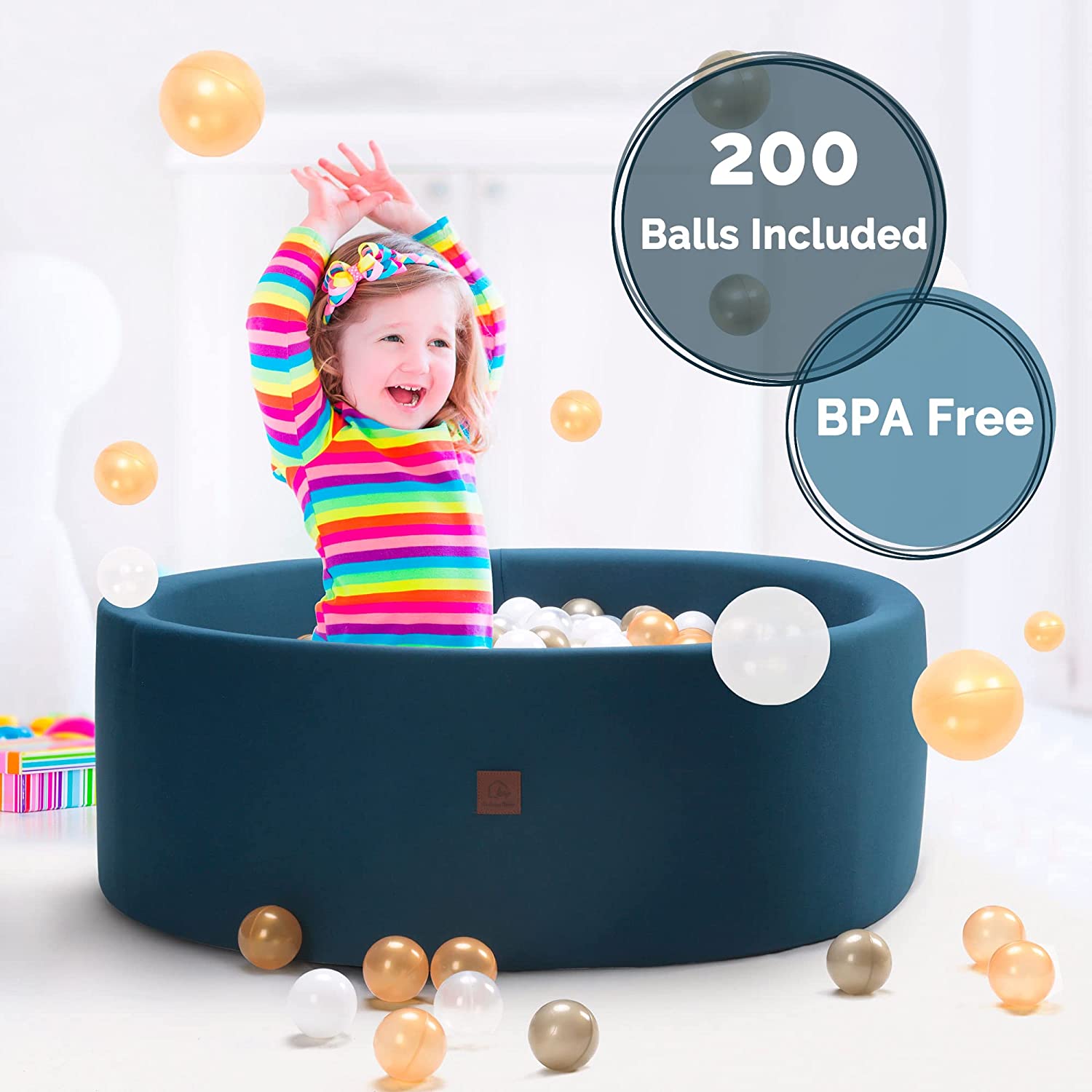 Foam Ball Pit for Baby and Toddler with 200 Balls Included